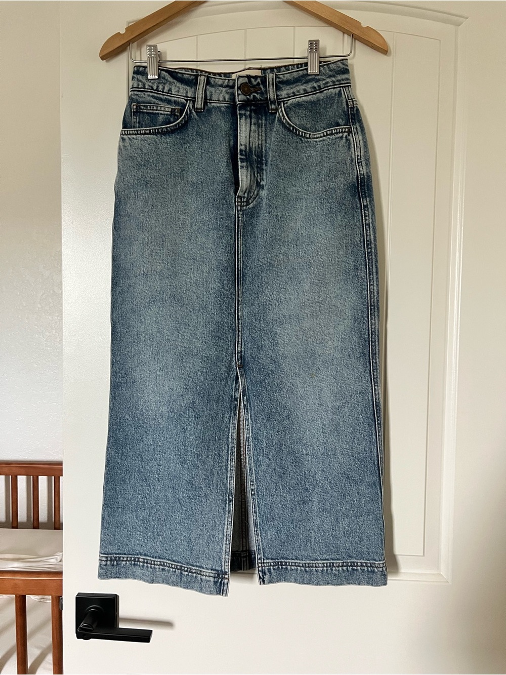 Sezane Despina Denim Midi Skirt